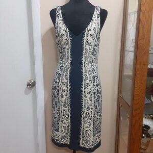 Vintage Nicole Miller Artelier Size 8 Geometric V-neck Knee length dress